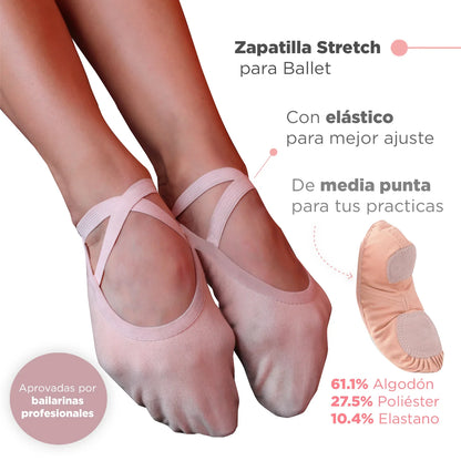 Zapatilla de ballet lona stretch rosa varias tallas