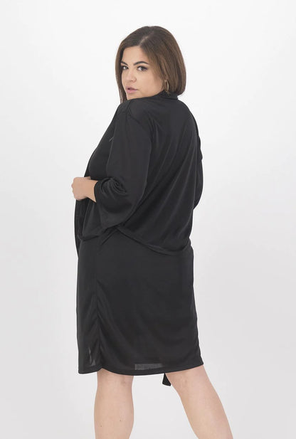 Pijama conjunto de camisón bata cruzada negra #7058 unitalla dama