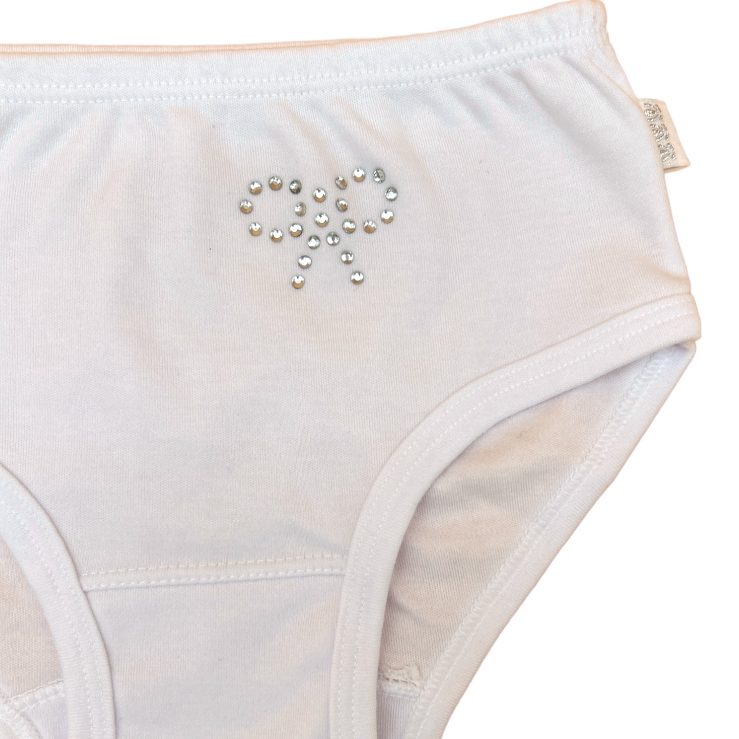 Bikinis blancos con detalle de moño con brillos niña 6 piezas #6008