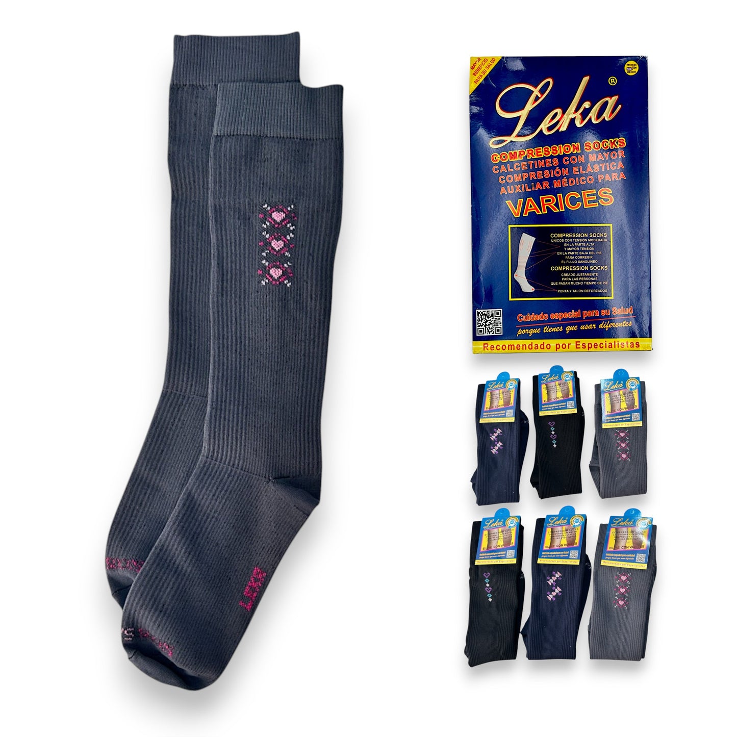 Calcetines compresores para varices leka dama paquete de 6