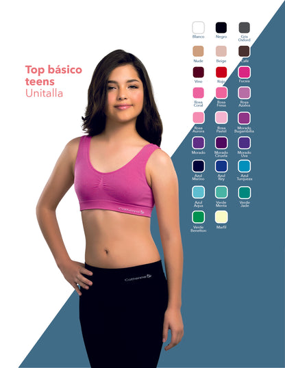 Top básico tirante ancho liso de microfibra colores unitalla juvenil