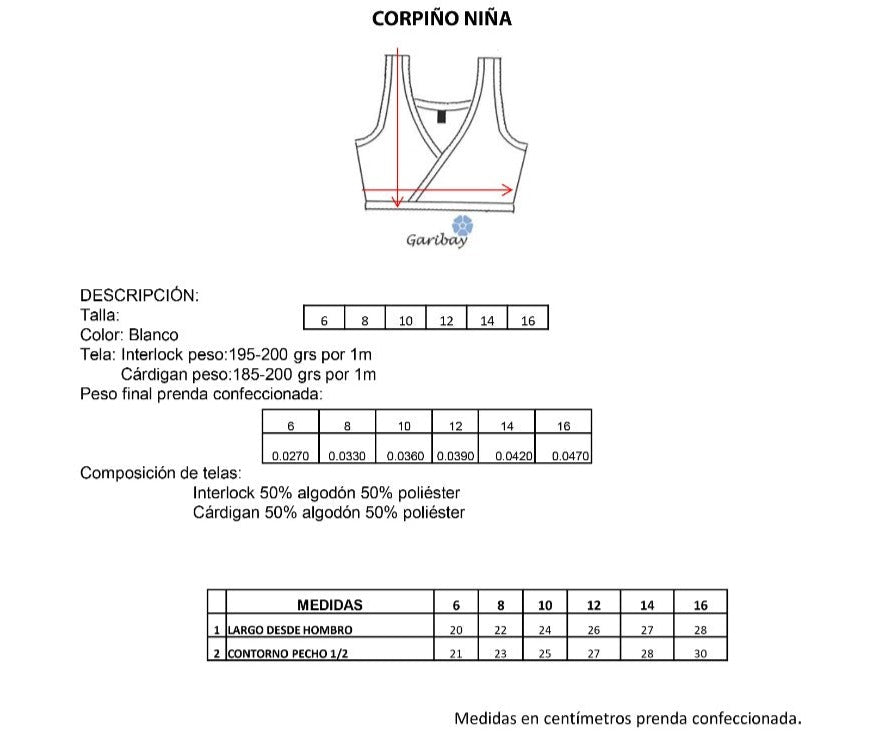 Corpiño niña