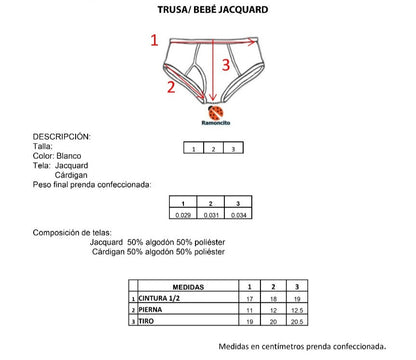 Trusa con elástico oculto blanco calado bebé