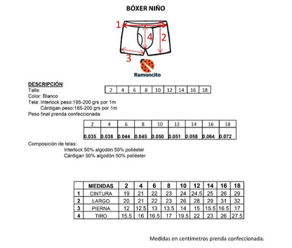 Bóxer blanco con elástico oculto niño