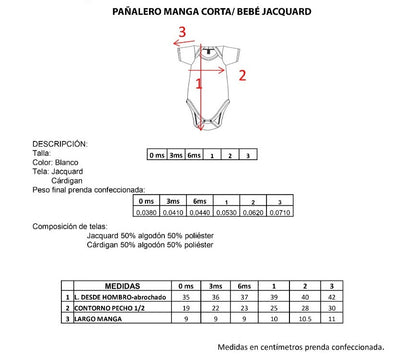 Pañalero manga corta blanco calado